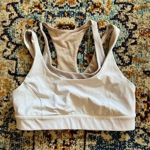 Lululemon White Sports Bra Great Support Netting Accent sz: 10